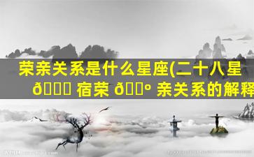 荣亲关系是什么星座(二十八星 🐅 宿荣 🌺 亲关系的解释)